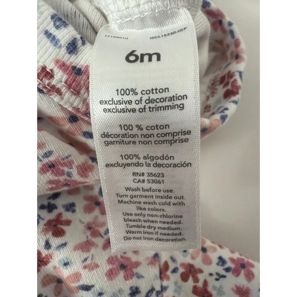 Carters Bodysuits Baby Girl 6Mo Blue Pink Excellent Lot of 3 Floral Striped L/S